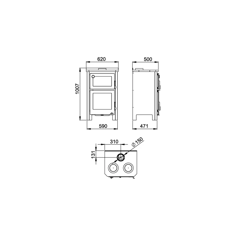 Poêle à bois avec four et plaque de cuisson Pramoda - 9 Kw – Image 2